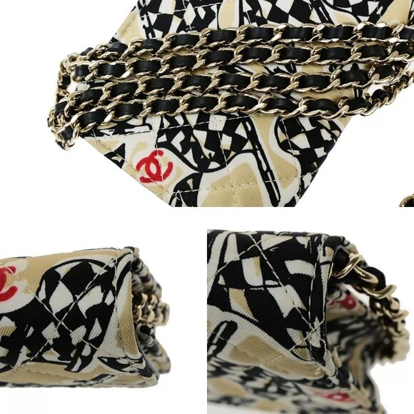 CHANEL CC Checkered Flag Year-End Gift Chain Mini Shoulder Bag Canvas 685RL020 - Picture 10 of 16